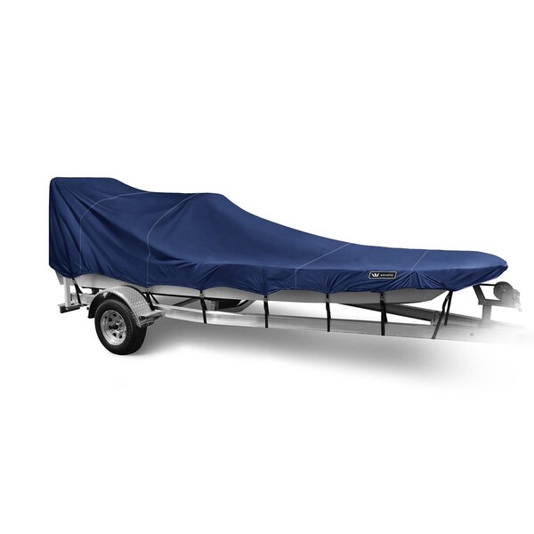 Eevelle Boat Cover V HULL FISHING Center Console, Poling Platform w/ Outboard 14ft 6in L 96in W Navy SFVCCP1496B-NVY - main